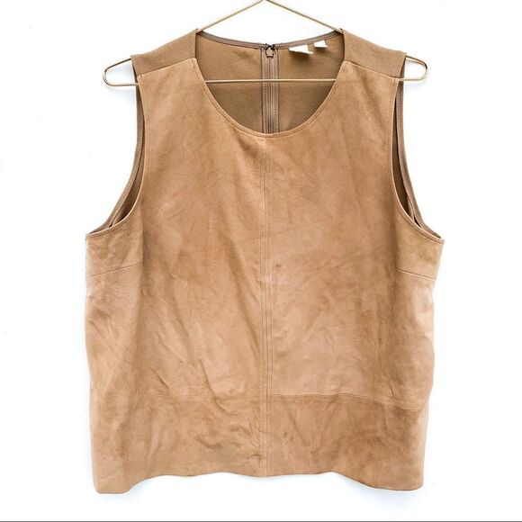 GAP Brown Camel Genuine Goat Suede Shell Top - Picture 2 of 13